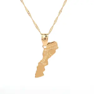 Maroc Map Pendant Necklace Gold Color Fashion Women Men Morocco Map Jewelry