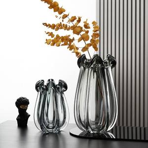 Modern <b>Light</b> Luxury Glass Flower Hydroponic Glass <b>Vase</b> <b>Light</b> Luxury Creative High-grade Flower Modeling Heavy Glass <b>Vase</b> - Product Image 4