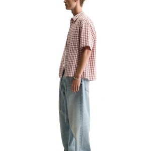 Chemise à carreaux classique pour homme, coupe ample, 100% coton, manches courtes, style tendance - Product Image 2