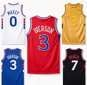 เสื้อบาสเก็ตบอลเย็บสำเร็จรูปสำหรับทุกเพศ # 23 เจย์เลน บราวน์ # 21 เอ็มบีด # 3 ไอเวอร์สัน # 0 แม็กซี่ # 20 ชุดกีฬาแฟนคลับจาเรด แมคเคน โพลีเอสเตอร์ 100% - Product Image 1