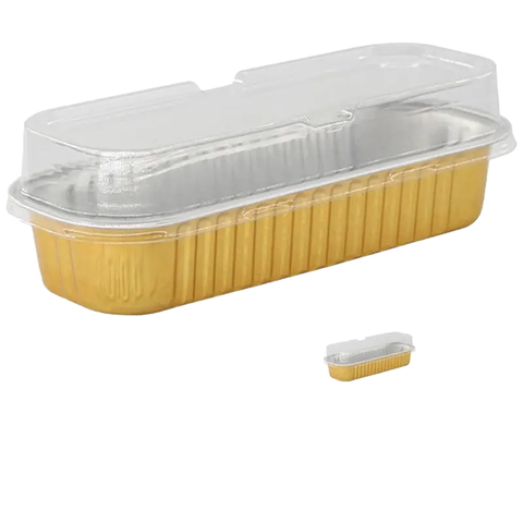 Laixin 50pcs 6.8oz Disposable Aluminum Foil Baking Cups Mini Rectangle PET Material Dessert Cheesecake Containers Containers