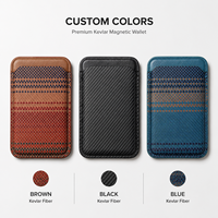 Dompet MagSafe Serat Karbon Logo Kustom RFID Kevlar Tempat Kartu Magnetik Pabrik untuk Samsung Android Ponsel Universal