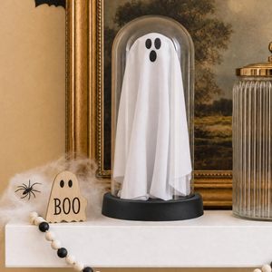 FestalMart Ghost In Glass Cloche, décoration d'Halloween, éclairage LED, alimenté par piles, blanc, 4,3 x 4,3 x 8,3 pouces - Product Image 2
