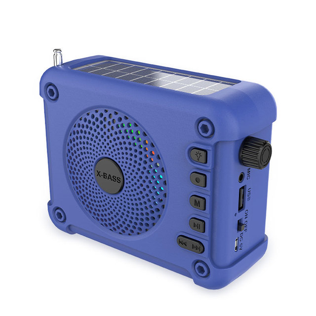 Portable Voice Recorder Fm Radio Bt Wireless Loud Amplifier for Guide Teach Flashlight Outdoor Solar Charge Speaker