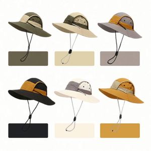 OEM Outdoor Sun <b>Hat</b> Custom Logo Embroidery <b>Bucket</b> <b>Hat</b> for Fishing and Hiking Color Matching Knit Design - Product Image 3