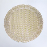 Set de table rond en PVC brillant imitation paille tressée, écologique, pour cuisine, décoratif, résistant à la chaleur