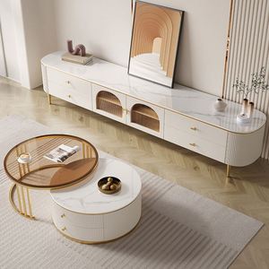 Hiện đại sang trọng gỗ đá cẩm thạch <span class=keywords><strong>LCD</strong></span> <span class=keywords><strong>TV</strong></span> tủ phòng khách đứng tủ với ngăn kéo nổi trắng thiết kế nội thất <span class=keywords><strong>2025</strong></span> mới nhất - Product Image 2