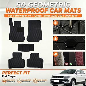 Tapetes de Piso para Auto 5D para Volkswagen vw T-Cross <span class=keywords><strong>Tcross</strong></span> 2019-2022, Resistentes al Desgaste, Impermeables, Antideslizantes, Diseño Plegable - Product Image 1