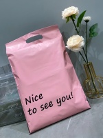 Sac postal en plastique rose avec nœud imprimé mignon pour vêtements, emballage de rangement, pochette de transport
