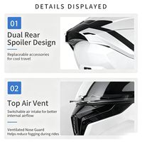 Casque intégral modulaire relevable avec double visière, ailerons de spoiler interchangeables, en ABS, aérodynamique, pour moto, avec ouvertures pour les oreilles