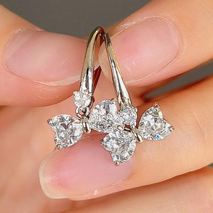 Orecchini Octmicoi in oro bianco con diamanti, taglio a cuore, diamanti naturali, gioielli da donna per l'uso quotidiano - Product Image 6
