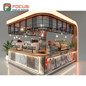 Creative Coffee Service Counter Front Cashier Zone Barista Area Oak Grain Cafe Service Counter - Product Image 2