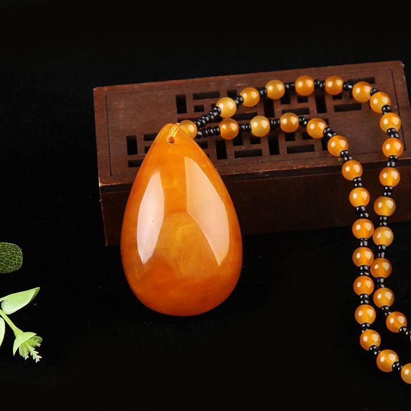 Collana a nido d'ape imitazione gialla - grande goccia d'acqua