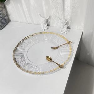 <span class=keywords><strong>Assiettes</strong></span> de présentation en plastique réutilisables noires à nervures florales de 13 pouces pour événements en gros, fêtes, mariages, festivals, baby showers - Product Image 2