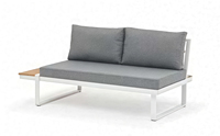 Ensemble de mobilier d'extérieur moderne et confortable, gris, 6 pièces, canapé d'angle, ensemble de salle à manger, table en bois, patio, jardin, terrasse, détente