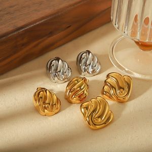 Pendientes geométricos de acero inoxidable estilo europeo americano, color oro y plata, joyería de moda para mujer - Product Image 1