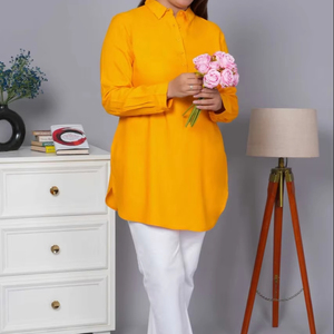 Ropa de moda para mujer Ropa de verano Amarillo y morado Túnica larga Kurta Mostaza Top Túnica larga amarilla y morada Kurta de gran tamaño - Product Image 1
