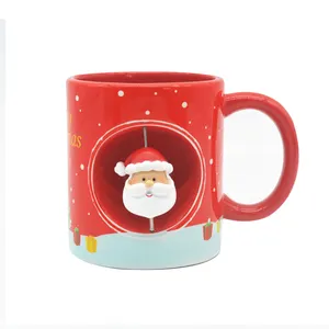 最优惠价格圣诞杯陶瓷茶杯红色圣诞老人纸箱礼品创意咖啡杯