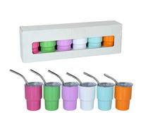 Mini-gobelet isotherme en acier inoxydable de 2 oz avec couvercle et paille – Petits verres à shot pour cadeaux et fêtes – Orange Lavande