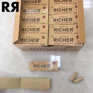 Richer Unbleached 60x20mm 150 GSM Anti-Curl Virgin Wood Pulp Non-Pore Rolling Filter Tips 50 <b>Leaves</b>/Booklet for Smoking Paper - Product Image 4