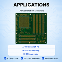 Mainboard Workstation AI Bare PCB-Multilayer Custom PCB ENIG Surface Finish Ukuran 350x400mm untuk Perakitan Sistem Server Multi GPU
