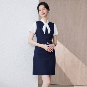 Women's Sleeveless Dress Tie Neck Mid Length Business Formal Career Dress Anti-Wrinkle Natural Waistline - Product Image 2
