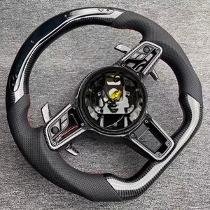 Volante Deportivo de Cuero Negro YLC de 3 Radios Estándar para <span class=keywords><strong>Porsche</strong></span> Panamera Cayenne Macan 718 911 918 997 991 970 971 <span class=keywords><strong>Boxster</strong></span> - Product Image 4