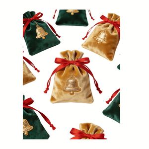 Ventes en gros de sacs en velours personnalisés avec logo brodé pour cadeaux de Noël - Product Image 6