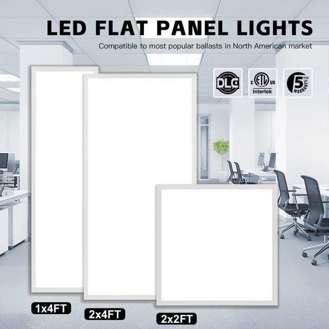 2x2 LED Flat Panel Light Commercial Drop Ceiling Troffer 20W–40W Wattage Selectable 5CCT 2700K–5700K 0–10V Dim Flicker-Free ETL
