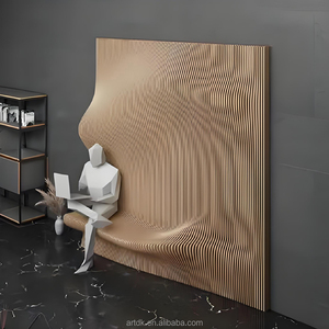 Panneau mural en relief 3D en bois massif découpé paramétriquement M31 |   Panneau mural décoratif en bois courbé superposé CNC avec motif en relief - Product Image 1
