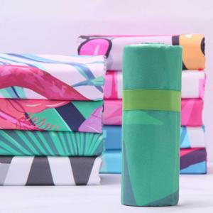 ผ้าขนหนูชายหาดแบบแห้งเร็วสองด้าน ผ้าฟลีซลายเรขาคณิต ซึมซับน้ำได้ดี เหมาะสำหรับโยคะ กีฬา และนักว่ายน้ำ - Product Image 2