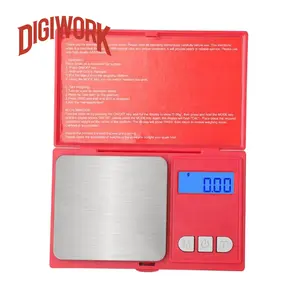 DIGIWORK 100g 0.01g Red Color Stainless Steel Platform Herb Weighing Pocket Scale Personal Digital Scale