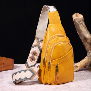 Sac de poitrine décontracté pour femme de style européen et américain, rétro, couleur unie, sac bandoulière, sac de taille, style bohème, disponible pour - Product Image 5