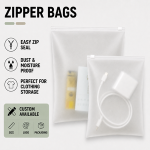 Sacs à fermeture éclair réutilisables en CPE, résistants à l'eau, pour le rangement de cosmétiques, emballages de protection durables, sacs en plastique avec logo personnalisé - Product Image 1