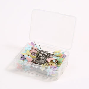 Accessoires de vêtement JC Broche en acier à tête en plastique Diverses formes de goupilles droites à tête <span class=keywords><strong>plate</strong></span> à coudre colorées - Product Image 3