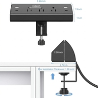 Prise de courant à fixation sur bureau ETL avec 2 ports USB-A, 1 port USB-C, 3 prises CA, protection contre les surtensions, pour bureau