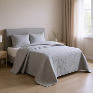 ชุดผ้านวมลายเรขาคณิตทันสมัยแบบกลับด้านได้ สีเทา ขนาดทวิน/ทวินเอ็กซ์แอล 3 ชิ้น ผ้าฝ้ายผสมใยฝ้ายลายวินเทจ ใช้ได้ทุกฤดู - Product Image 2