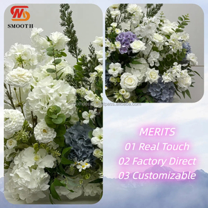 Fondo de fila larga suave pared Rosa corredor de seda Artificial simulación Artificial rosa púrpura flores para decoración de boda - Product Image 2