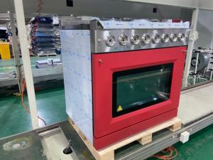 36 pulgadas. 5.5 pies cúbicos Estufa de Gas con 6 Quemadores y Horno de Convección de Gas en Acero Inoxidable y Puerta Roja y Perillas de Aleación de Zinc - Product Image 2