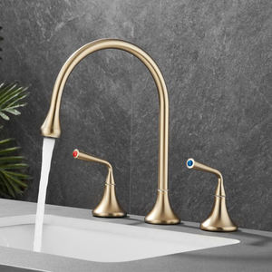 <span class=keywords><strong>Robinetterie</strong></span> sanitaire, robinets de salle de bain à montage sur plan, mélangeur de lavabo en laiton, robinet de lavabo à 3 trous avec eau chaude et froide - Product Image 4