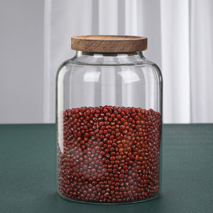 Récipient de stockage en <span class=keywords><strong>verre</strong></span> borosilicate de grande capacité avec organisateur de boîte d'aliments secs au design moderne et couvercle pour la cuisine à domicile - Product Image 4
