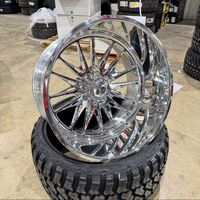 Velg Truk Tempa Custom Polished Deep Concave 20X10 22X12 24X14 28X16 dengan Floating Cap 8X165.1 8X170 untuk Ford F250