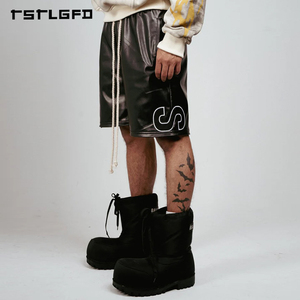 Calças Bordadas de Couro PU 2 em 1 Conversíveis de Alta Qualidade com Pernas Largas Destacáveis e Zíper no Joelho Estilo Y2K - Product Image 5