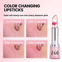 Rouge à lèvres mat minéral solide Nude imperméable à l'eau sans marque rouge à lèvres magique avec crème fleur changement de couleur maquillage beauté Gel forme