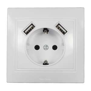 Enchufe USB de Pared con Dos Puertos USB 5V 2A de Carga Rápida, Panel Táctil, Material ABS, 10A para Montaje en Pared - Product Image 2