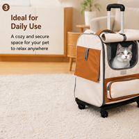 Sac à dos pour animaux de compagnie à roulettes grande capacité, écologique, pour l'extérieur, avec poignée télescopique, maille respirante, approuvé par les compagnies aériennes, pour chat et petit chien