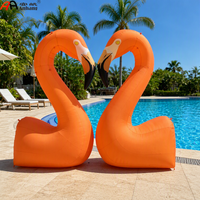 Flamant rose gonflable géant avec éclairage LED pour mariage, fête, plage, bar, bord de piscine, festival, affichage publicitaire