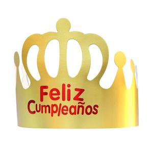Abito corona spagnola carta oro e bianco carta per bambini cappello per compleanno festa di compleanno per adulti - Product Image 3