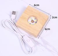 Lámpara Creativa LED de Madera Maciza con Base Redonda o Cuadrada de Madera y Soporte USB para Esferas de 6 cm y 8 cm, Adornos de Bola de Cristal