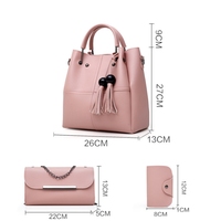 Sac Tendance 2024, Ensemble de Sacs à Main, Vente en Gros, Sacs à Main Seau pour Femmes avec Pompon, Sac à Bandoulière à Chaîne